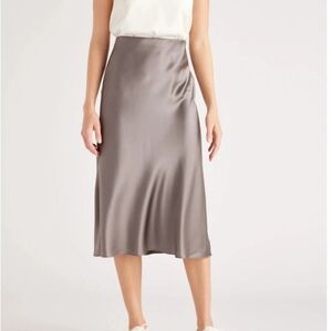 NWT! Quince Washable 100% Silk Gray Midi Skirt! Sz. XS! (A30)(READ)
